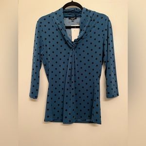 Premise Blue & Black Polka Dot Blouse